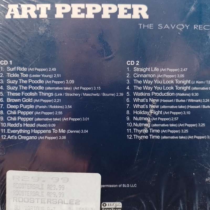 CD - Art Pepper The Savoy Recordings (2cd) Digipak (New Sealed)