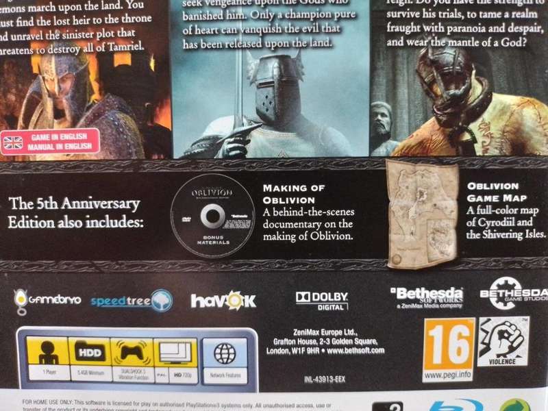 PS3 - The Elder Scrolls IV Oblivion 5th Anniversary Edition