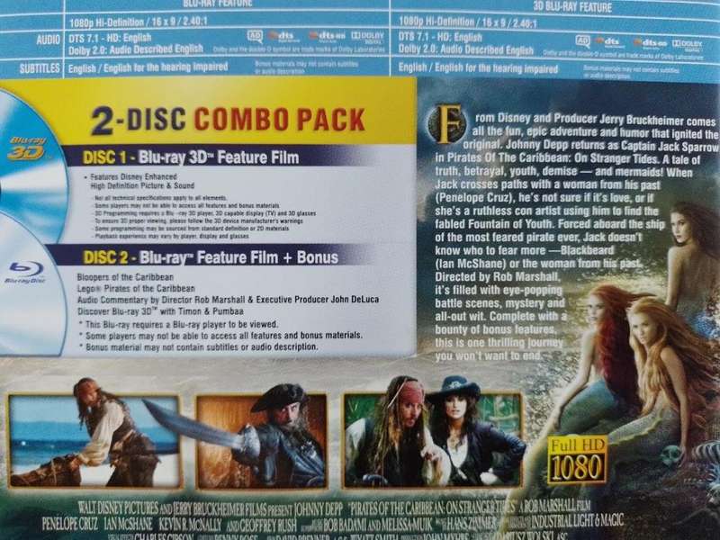 Blu-ray3D - Pirates of The Caribbean On Stranger Tides  Blue-ray + Blu-ray 3D