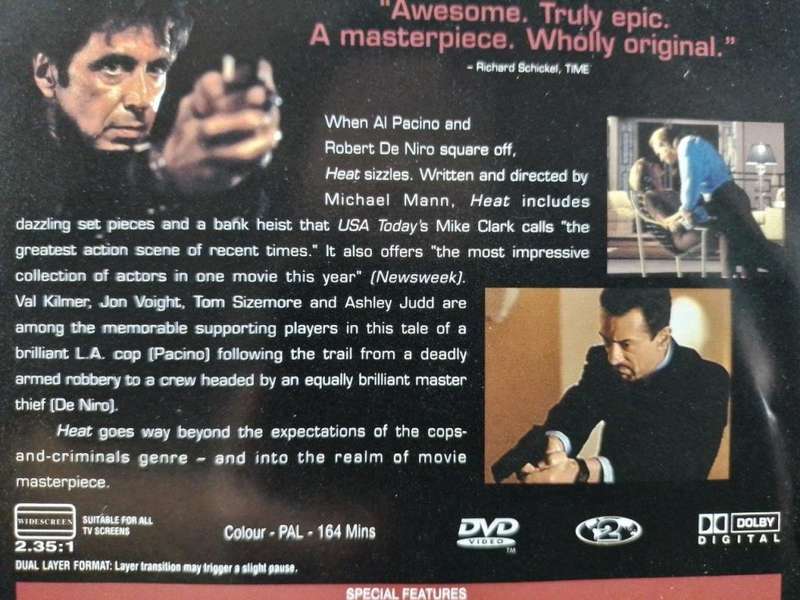 DVD - Heat - Pacino De Niro Kilmer
