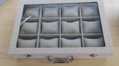 12 Block/Slot watch box /watch storage Hessian  Material