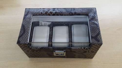3 Blocks Watch box/Storage PU Leather Made