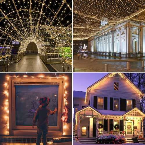 Solar String Lights 100 LED Fairy Christmas Lights-warm white
