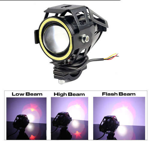 Motorcycle Headlight Led U7 DRL Fog Driving Running Light with Angel Eyes Lights Ring Front spot