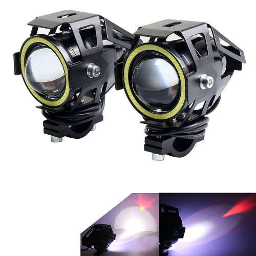 Motorcycle Headlight Led U7 DRL Fog Driving Running Light with Angel Eyes Lights Ring Front spot