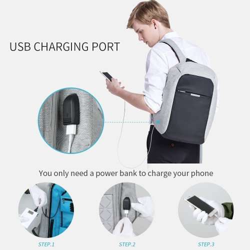 Anti-theft Travel Backpack Business Laptop School Book Bag with USB Charging Port, Water Proof