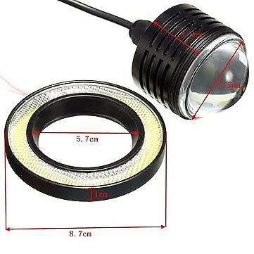 3.5" 89MM COB LED Fog Light Projector Car Angel Eyes Halo Ring DRL White