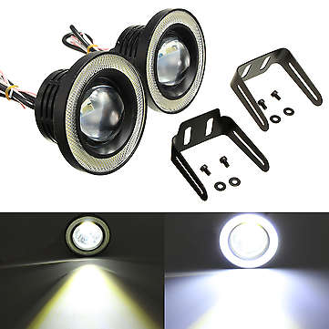 3.5" 89MM COB LED Fog Light Projector Car Angel Eyes Halo Ring DRL White