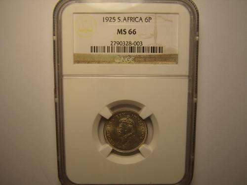 South Africa 1925 6D NGC MS66 FINEST KNOWN!!!! Exeedingly Rare!! Crazy R1 Start!!!