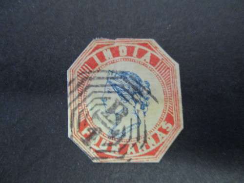 INDIA VERY EARLY .SG 22 4a DEEP BLUE AND RED .HEAD DIE III - FRAME DIE II FOR BOTH .. CV R36000.00