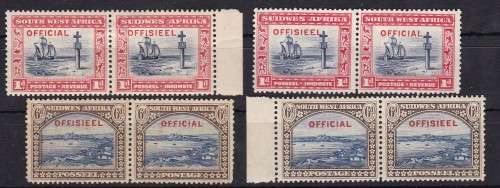 SWA 1931 - S.A STAMPS OVPT WITH ' OFFICIAL ' 'OFFISIEEL'. IN RED UMM . READ BELOW