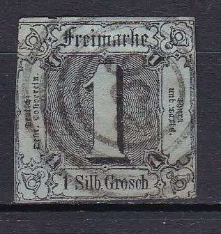 TURN AND TAXIS - 1852 - 1858 . NORTHERN DISTRICT . 1 SGR BLACK ON BLUE PAPER . MM NO HINGE REMAIN .