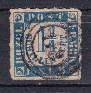 SCHLESWIG - HOLSTEIN AND LAUENBURG . 1864 15 MAY 1 1/4 DEEP BLUE . ROULETTED 8 . CV 950