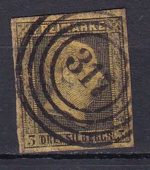 PRUSSIA . 1850- KING FRIEDRICH WILHELM IV . SG 8 3 SGR BLACK/YELLOW . CV R630