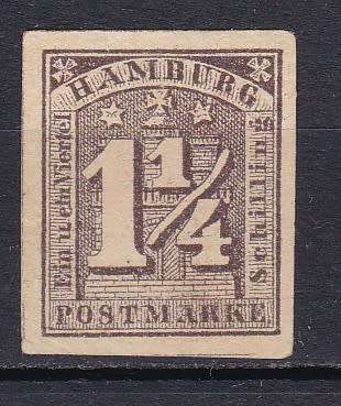 HAMBURG - 1864 - 29 FEB WMK 2 WAVY LINES . SG 12 1 1/4s MAUVE . CV R4500+++