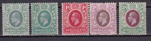 SOMALILAND PROTECTORATE . KG V AND KING EDWARD V I I - SOME FINE USED AND MM STAMPS .