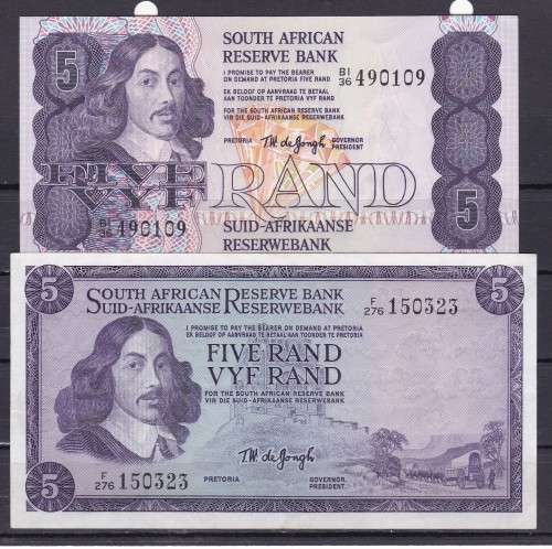 TW DE JONGH  SET OF 8 NOTES -  FROM R1 TO R20 ALL IN A/UNC AND EF + CONDITION