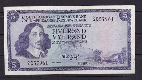 1 X TW DE JONGH - 1967 - X 4 REPLACEMENT NOTE - AS PER SCAN - LOWER NUMBER