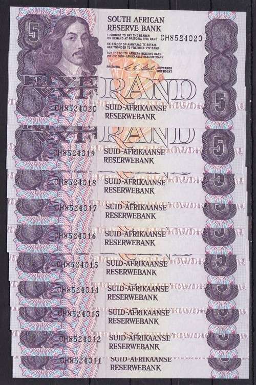 10 X 1990 - CL STALS - R5 NOTES IN SEQUENCE - IN UNC CONDITION