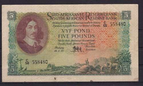 FIVE POUND - MH DE KOCK - C/58 - DATED - 23.5.1957 - AS PER SCAN