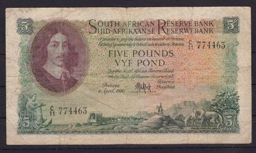 FIVE POUND - MH DE KOCK - C/11 - DATED - 6 APRIL 1950 - AS PER SCAN
