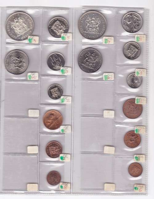 1974 AND 1975 - SUID - AFRIKA -  ENGLISH COIN SETS AS PER SCAN