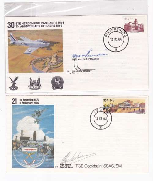 SAAF - 1ST SERIES OF FLIGHT COVER - COVERS 26 AND 27 BOTH SINGED - SOME LOW NUMBERS