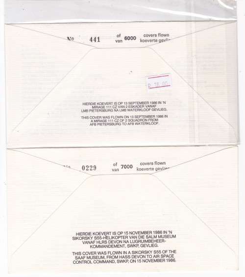 SAAF - 1ST SERIES OF FLIGHT COVER - COVERS 26 AND 27 BOTH SINGED - SOME LOW NUMBERS