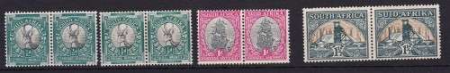 UNION OF SA - 1933 - DEF ISSUE - COMPL SET WITH - VARIETIES AND SHADES - ALL PAIRS ARE UMM