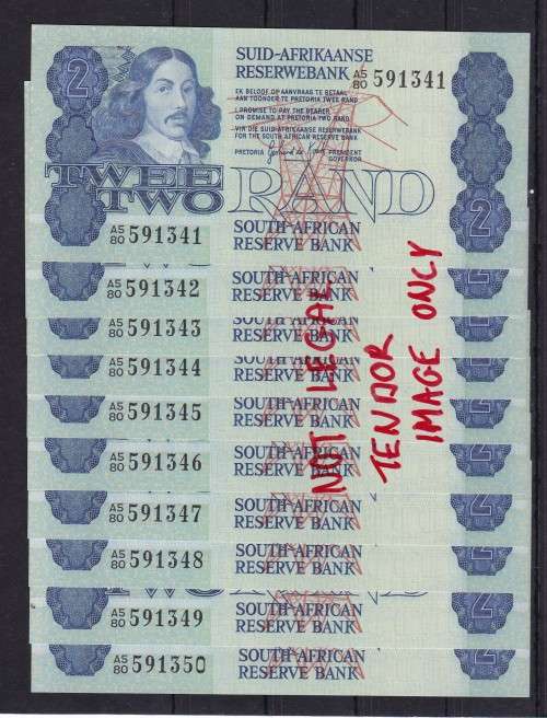 GPC DE KOCK - 1981 - A5/80 - 10 X R2 NOTES IN SEQUENCE - IN UNC CONDITION - R225 PER NOTE