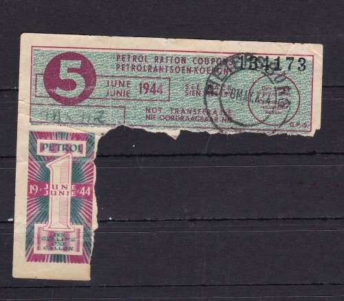 RSA - 3 X PETROL RATION'S COUPON'S - 2 GALLONS - 1 X 1944 1 GALLON - AS PER SCAN