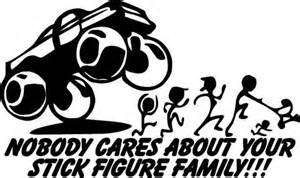 Car vinyl decal: Nobody cares about your stick figure family