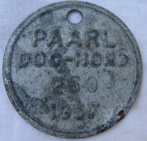 DOG LICENCE DISC : PAARL : 1957