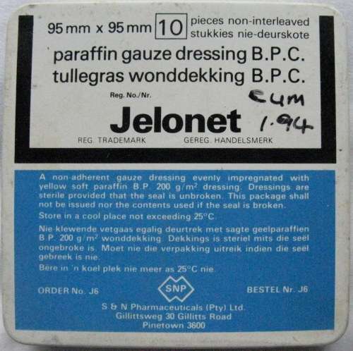 EMPTY TIN : JELONET : S&N PHARMACEUTICALS, PINETOWN :