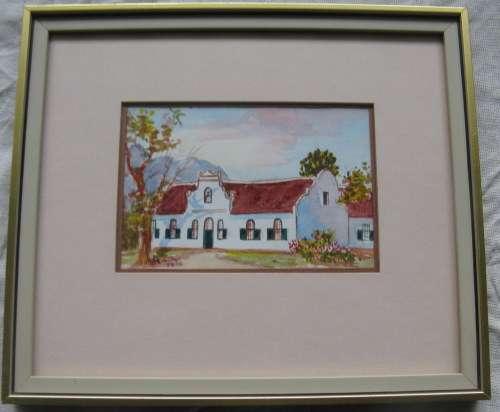 BOSCHENDAL, PAARL : WATERCOLOUR : FRAMED SIZE - 22x19cm