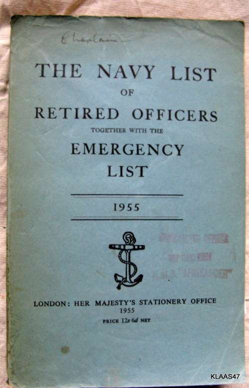 The Navy List of Retired Officers together with the Emergency List - 1955 - Paperback