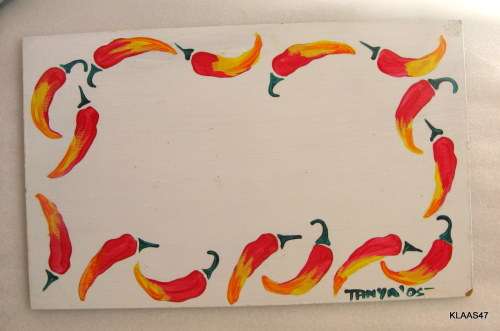 CHILLI : OIL PAINTING ON BOARD : : HAND PAINTED BY TANYA `05