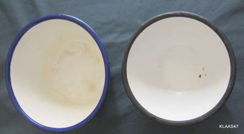 TWO ENAMEL BOWLS