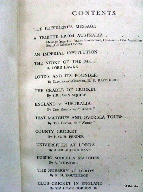 The M.C.C. 1787-1937 - Reprinted From THE TIMES M.C.C.  MAY 25, 1937.