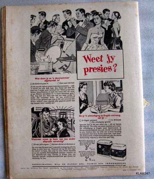 KEUR 15 DESEMBER 1956 DIE JUWEEL VAN AFRIKAANSE TYDSKRIFTE ( VAKANSIE IS HIER )