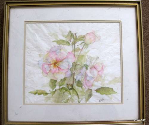 FRAMED WATERCOLOUR of FLOWERS by A KAMFER