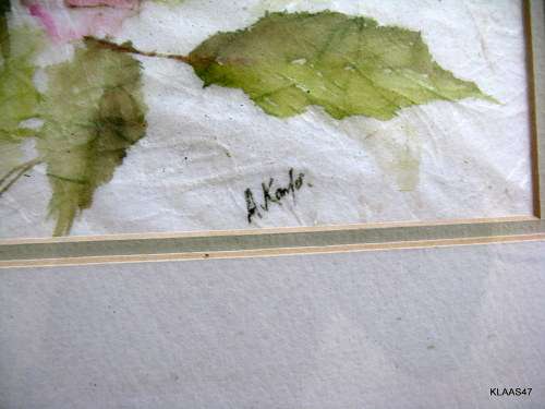FRAMED WATERCOLOUR of FLOWERS by A KAMFER