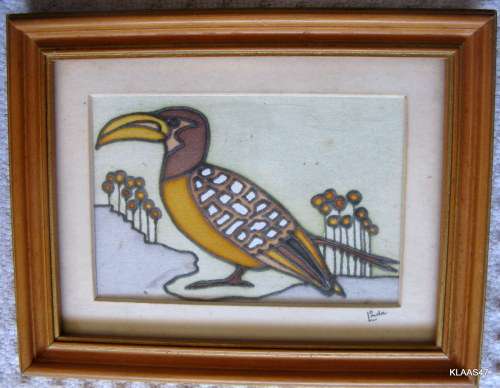 BIRD : SIGNED - LINDA : FRAMED (STICKER ON BACK - LINDA VAN ZYL)