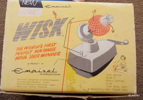 EMPISAL - WISK - WOOL WINDER : COMPLETE WITH WOOL GUIDE AND TABLE CLAMP - IN ORIGINAL BOX