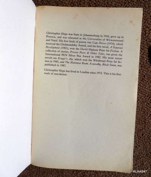White Boy Running - Christopher Hope - Paperback  1988