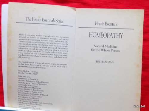 HEALTH ESSENTIALS HOMEOPATHY  NATURAL MEDICINE FOR THE WHOLE PERSON BY PETER ADAMS PAPERBACK