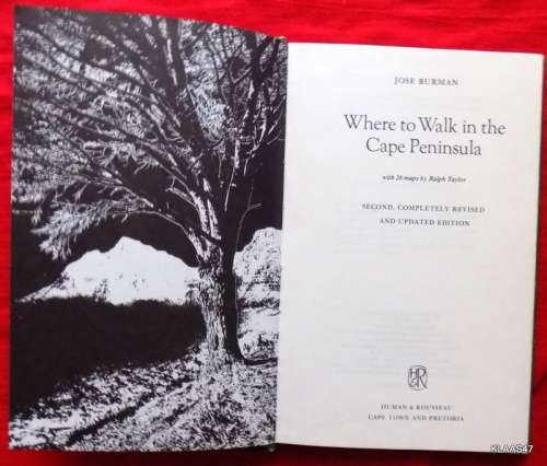 Where To Walk In Cape Peninsula - Jose Burman - Hardcover  1974