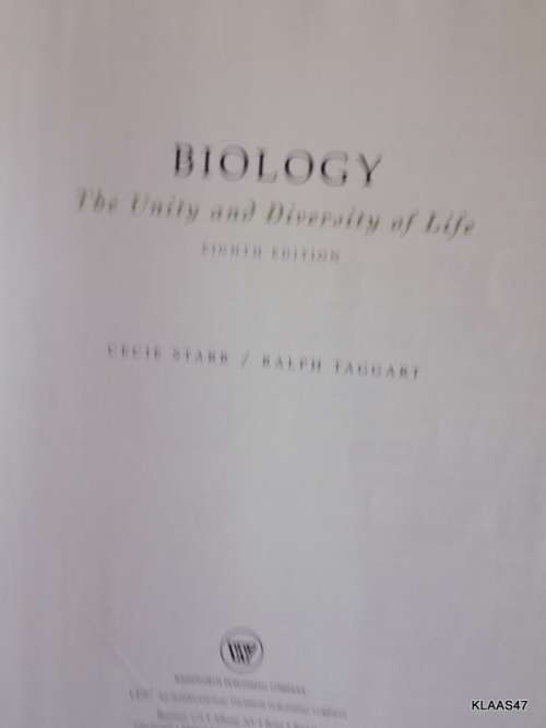 Biology - The Unity and Diversity of Life - Starr and Taggart - Hardcover, 8th edition