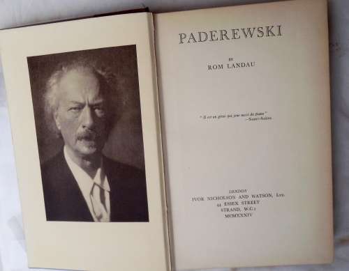 Paderewski - Rom Landau - Hardcover  1934