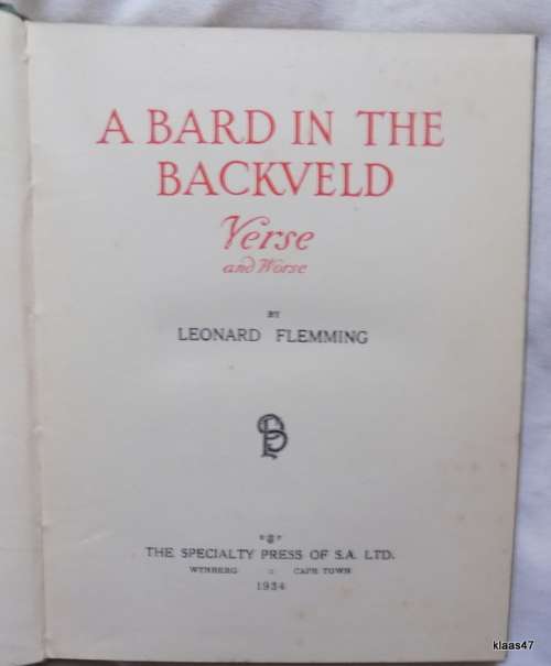 A Bard in the Backveld - Verse and Worse - Leonard Flemming